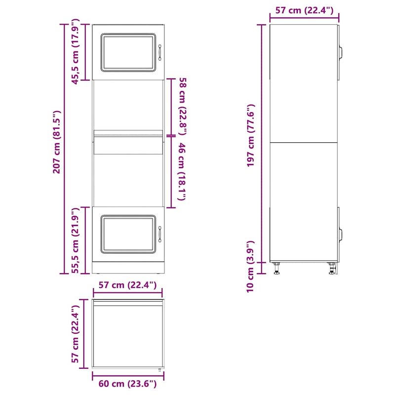 Casa si Gradina - Mobilier - Comode si corpuri - Corpuri bucatarie - Dulap pentru cuptor 2 buc Lucca Stejar artizanal lemn prelucrat - Infinity.ro
