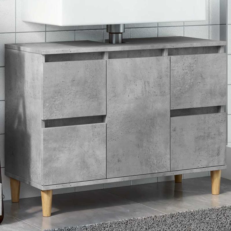 Casa si Gradina - Mobilier - Mobilier baie - Comode baie - Dulap de chiuveta, gri beton, 80x33x60 cm, lemn prelucrat - Infinity.ro