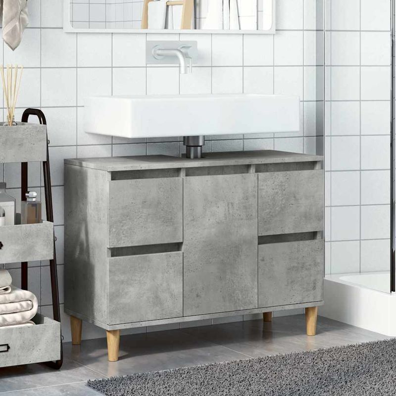 Casa si Gradina - Mobilier - Mobilier baie - Comode baie - Dulap de chiuveta, gri beton, 80x33x60 cm, lemn prelucrat - Infinity.ro
