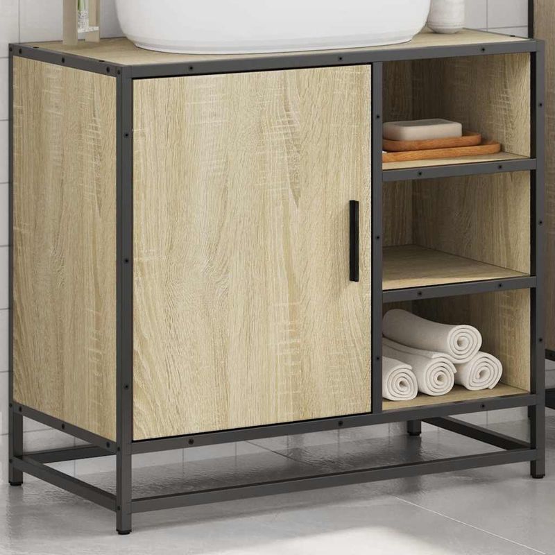 Casa si Gradina - Mobilier - Mobilier baie - Comode baie - Dulap de chiuveta baie stejar sonoma 65x33x60 cm lemn prelucrat - Infinity.ro