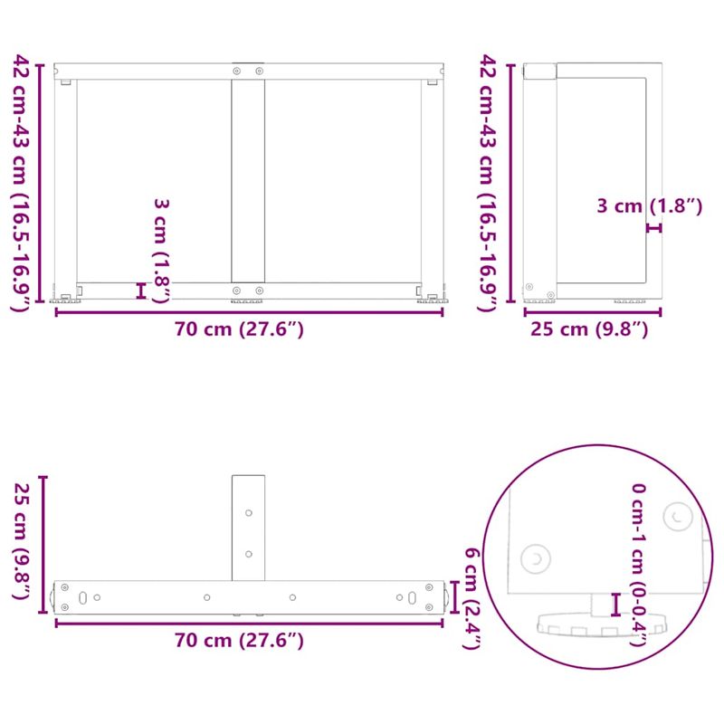 Casa si Gradina - Mobilier - Feronerie si accesorii mobila - Picioare masuta de cafea in forma de T, 2 buc alb otel, mărime 70x25x(42-43) cm - Infinity.ro