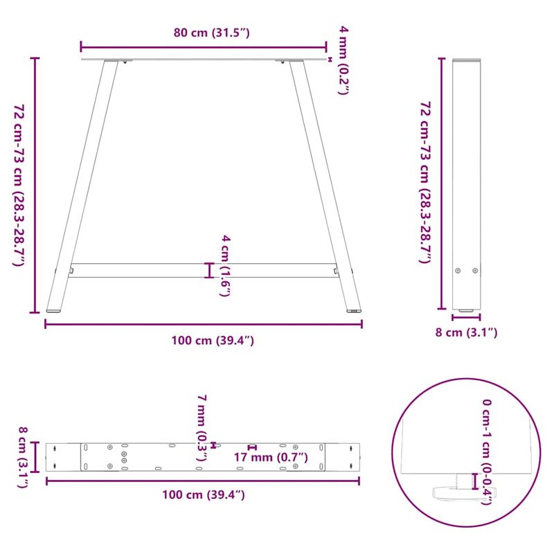 Casa si Gradina - Mobilier - Feronerie si accesorii mobila - Picioare masuta cafea in forma A 2 buc alb 100x(72-73) cm otel - Infinity.ro