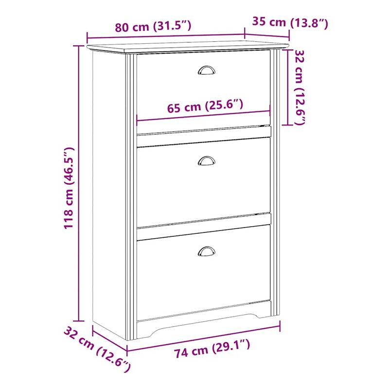 Casa si Gradina - Mobilier - Organizare si depozitare - Organizator incaltaminte - Suport pantofi „BODO” Alb 80x35x118 cm - Infinity.ro
