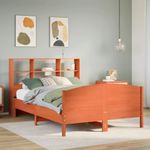 Casa si Gradina - Mobilier - Paturi si accesorii - Paturi - Pat cu biblioteca fara saltea, maro, 120x190 cm, lemn masiv pin - Infinity.ro