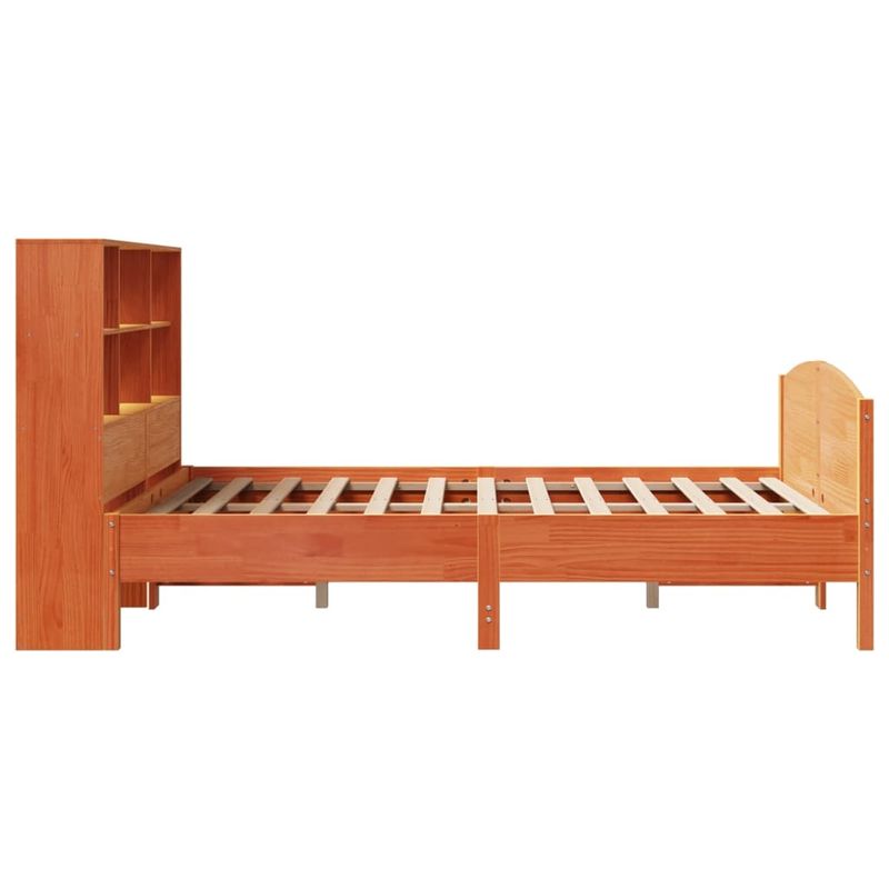 Casa si Gradina - Mobilier - Paturi si accesorii - Paturi - Pat cu biblioteca fara saltea, maro, 120x190 cm, lemn masiv pin - Infinity.ro