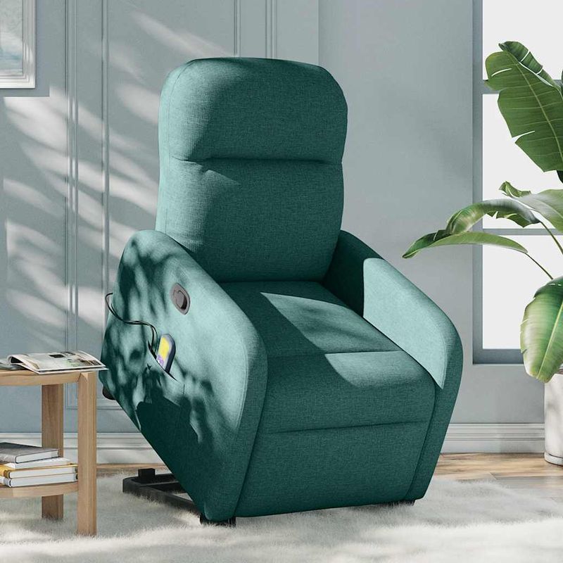 Ingrijire personala si Cosmetice - Sanatate si wellness - Articole wellness - Fotolii de masaj - Fotoliu rabatabil de masaj, cu ridicare, verde inchis, textil - Infinity.ro