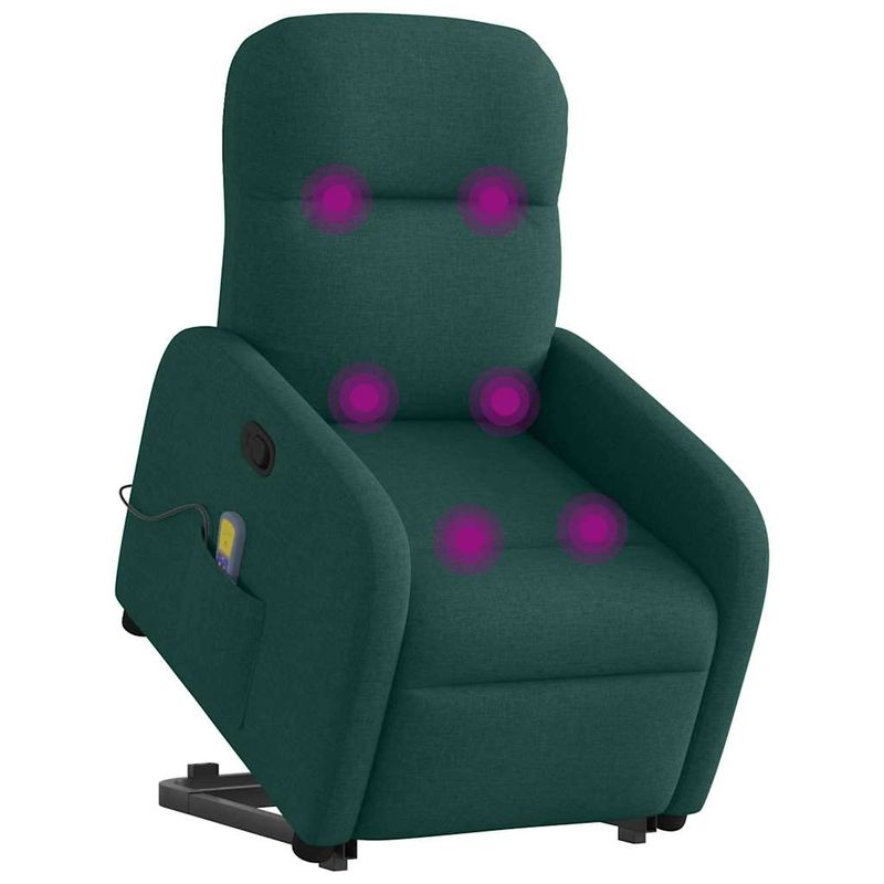 Ingrijire personala si Cosmetice - Sanatate si wellness - Articole wellness - Fotolii de masaj - Fotoliu rabatabil de masaj, cu ridicare, verde inchis, textil - Infinity.ro