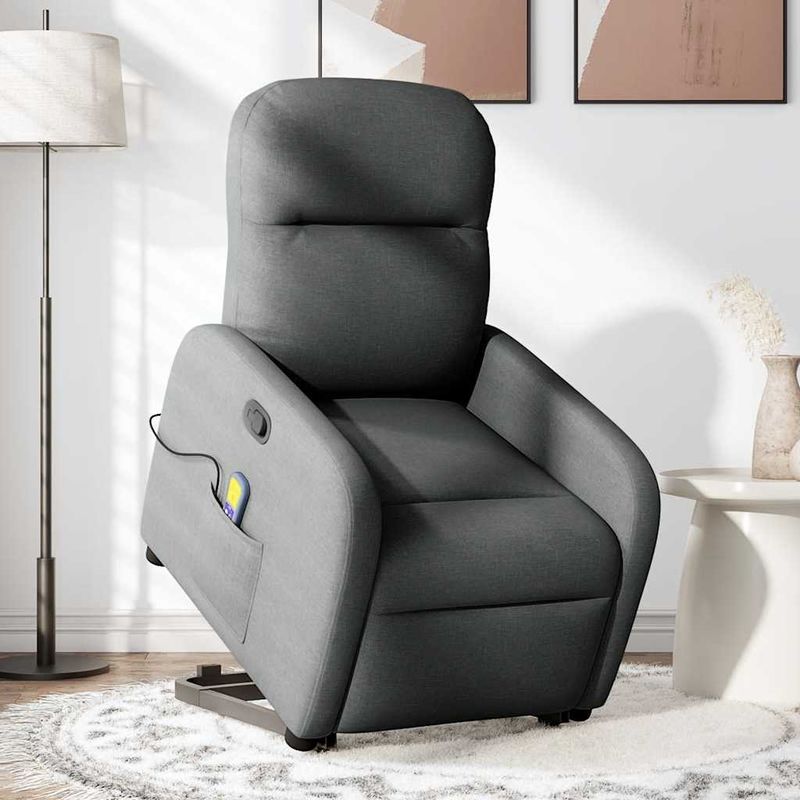 Ingrijire personala si Cosmetice - Sanatate si wellness - Articole wellness - Fotolii de masaj - Fotoliu de masaj rabatabil cu ridicare, gri inchis, textil - Infinity.ro