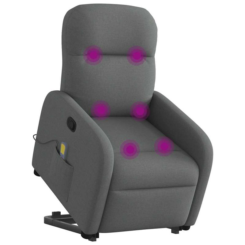 Ingrijire personala si Cosmetice - Sanatate si wellness - Articole wellness - Fotolii de masaj - Fotoliu de masaj rabatabil cu ridicare, gri inchis, textil - Infinity.ro