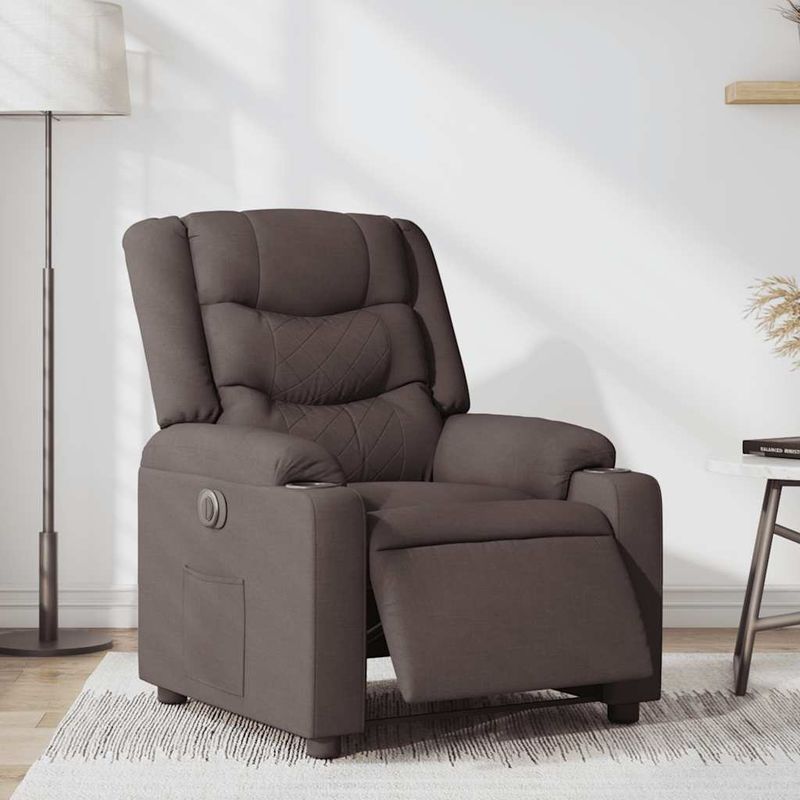 Casa si Gradina - Mobilier - Scaune si fotolii - Fotolii - Fotoliu rabatabil electric, maro inchis, material textil - Infinity.ro