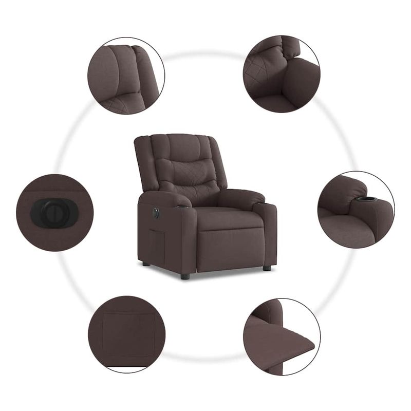 Casa si Gradina - Mobilier - Scaune si fotolii - Fotolii - Fotoliu rabatabil electric, maro inchis, material textil - Infinity.ro