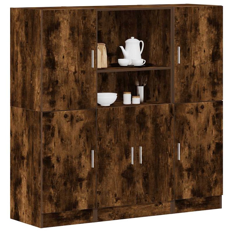 Casa si Gradina - Mobilier - Biblioteci si rafturi - Rafturi - Set dulap de bucatarie din 3 piese din lemn de stejar afumat - Infinity.ro
