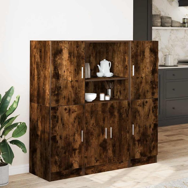 Casa si Gradina - Mobilier - Biblioteci si rafturi - Rafturi - Set dulap de bucatarie din 3 piese din lemn de stejar afumat - Infinity.ro