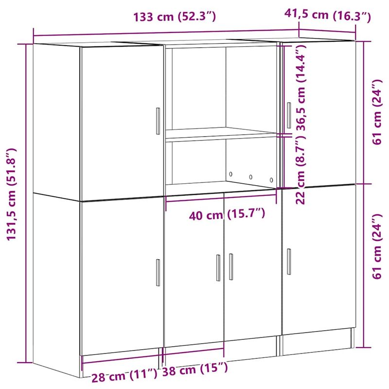 Casa si Gradina - Mobilier - Biblioteci si rafturi - Rafturi - Set dulap de bucatarie din 3 piese din lemn de stejar afumat - Infinity.ro