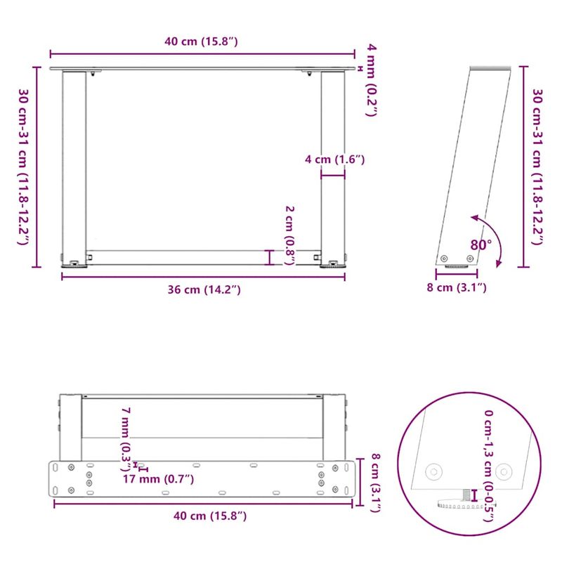 Casa si Gradina - Mobilier - Feronerie si accesorii mobila - Picioare pentru masuta de cafea in forma de U 2 buc Negru Otel - Infinity.ro