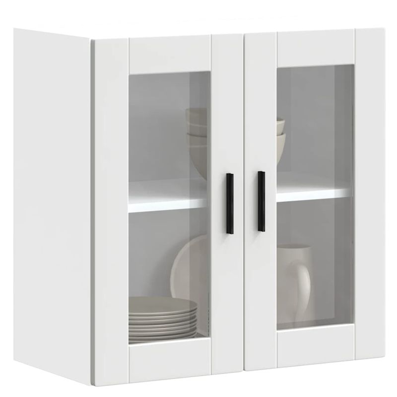 Casa si Gradina - Mobilier - Comode si corpuri - Corpuri bucatarie - Dulap de bucatarie cu usa din sticla „Porto” alb, model 1x dulap de perete din sticlă (2 uși), mărime 60x31x60 cm - Infinity.ro