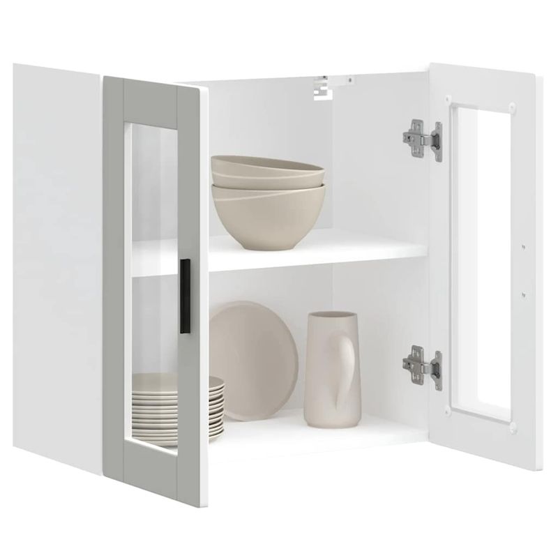 Casa si Gradina - Mobilier - Comode si corpuri - Corpuri bucatarie - Dulap de bucatarie cu usa din sticla „Porto” alb, model 1x dulap de perete din sticlă (2 uși), mărime 60x31x60 cm - Infinity.ro