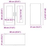 Casa si Gradina - Mobilier - Comode si corpuri - Corpuri bucatarie - Dulap de bucatarie cu usa din sticla „Porto” alb, model 1x dulap de perete din sticlă (2 uși), mărime 60x31x60 cm - Infinity.ro