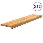 Casa si Gradina - Constructii - Scari si accesorii interioare - Accesorii scari interioare - Trepte de scara 12 buc maro deschis lemn masiv de stejar, mărime 110x25x2 cm - Infinity.ro