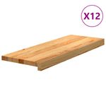 Casa si Gradina - Constructii - Scari si accesorii interioare - Accesorii scari interioare - Trepte de scara 12 buc maro deschis lemn masiv de stejar, mărime 70x30x2 cm - Infinity.ro