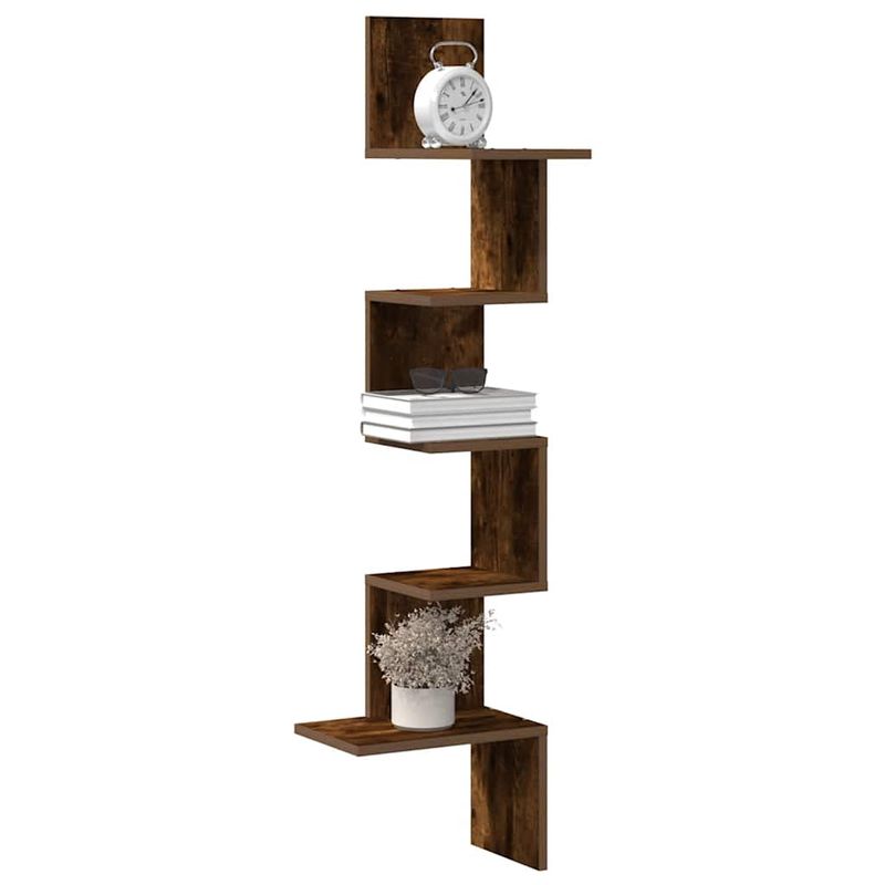 Casa si Gradina - Mobilier - Biblioteci si rafturi - Rafturi - Raft coltar perete stejar fumuriu 32x32x127,5 cm lemn prelucrat - Infinity.ro