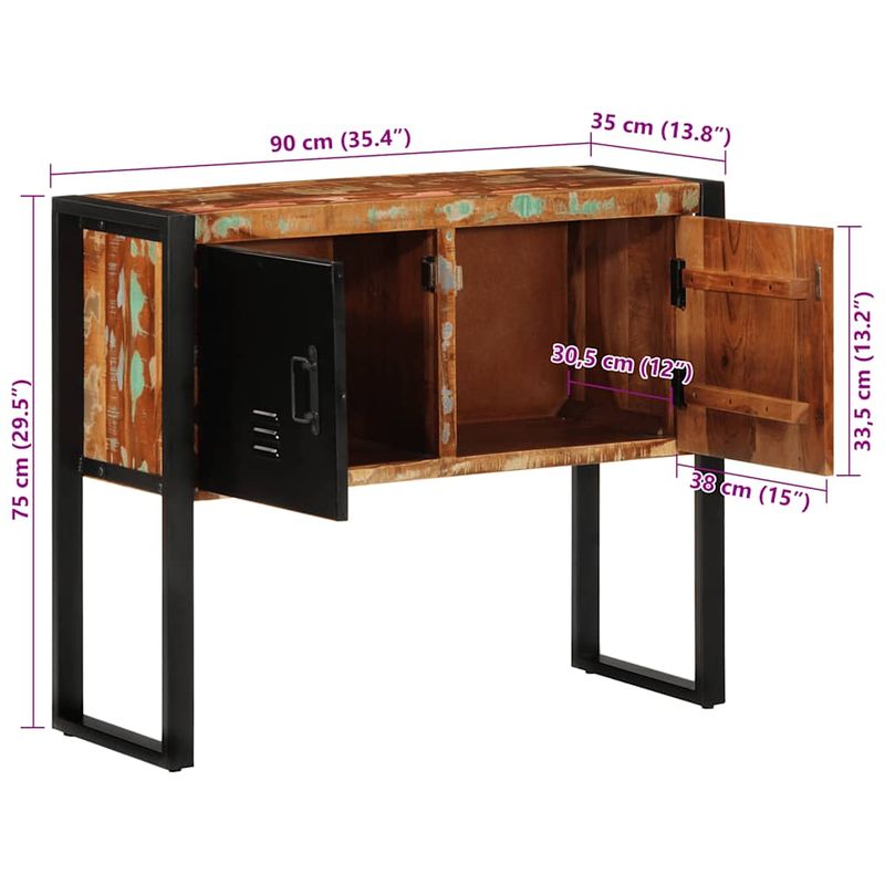 Casa si Gradina - Mobilier - Comode si corpuri - Console - Consola multicolor 90x35x75 cm lemn masiv recuperat - Infinity.ro