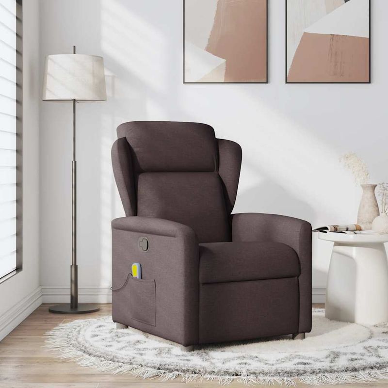 Ingrijire personala si Cosmetice - Sanatate si wellness - Articole wellness - Fotolii de masaj - Fotoliu de masaj rabatabil, maro inchis, material textil - Infinity.ro