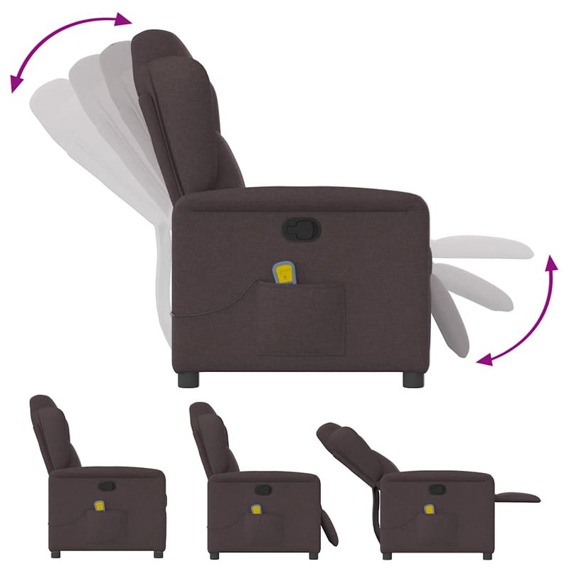 Ingrijire personala si Cosmetice - Sanatate si wellness - Articole wellness - Fotolii de masaj - Fotoliu de masaj rabatabil, maro inchis, material textil - Infinity.ro