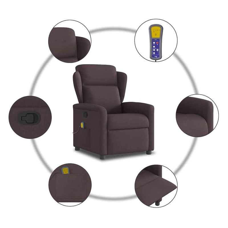 Ingrijire personala si Cosmetice - Sanatate si wellness - Articole wellness - Fotolii de masaj - Fotoliu de masaj rabatabil, maro inchis, material textil - Infinity.ro