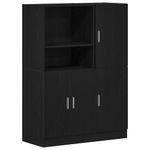 Casa si Gradina - Mobilier - Biblioteci si rafturi - Rafturi - Set dulap de bucatarie 2 piese Lemn negru prelucrat - Infinity.ro