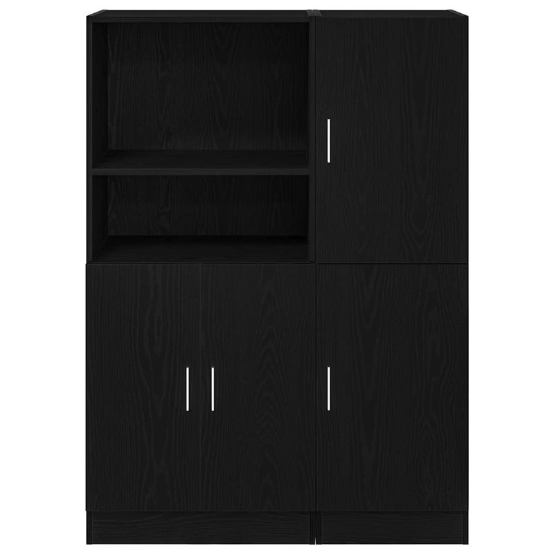 Casa si Gradina - Mobilier - Biblioteci si rafturi - Rafturi - Set dulap de bucatarie 2 piese Lemn negru prelucrat - Infinity.ro