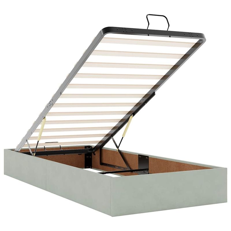 Casa si Gradina - Mobilier - Paturi si accesorii - Paturi - Cadru de pat otoman fara saltea Gri deschis 80x200 cm catifea - Infinity.ro