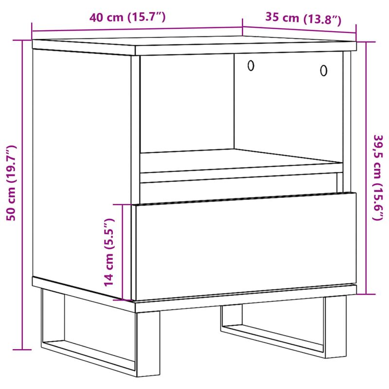 Casa si Gradina - Mobilier - Comode si corpuri - Noptiere - Noptiere, 2 buc., stejar artizanal, 40x35x50 cm, lemn prelucrat - Infinity.ro