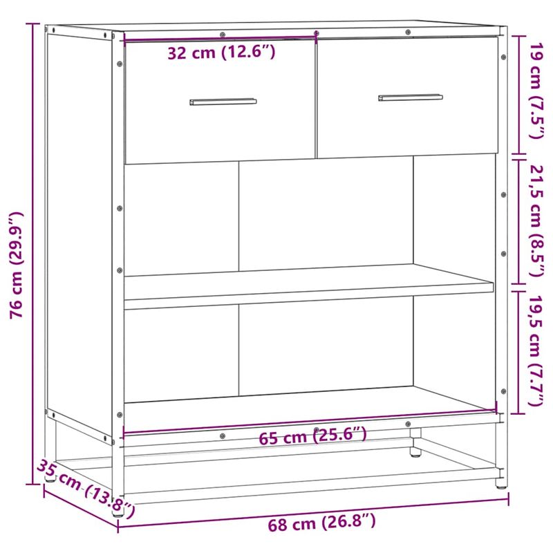 Casa si Gradina - Mobilier - Comode si corpuri - Comode - Bufeta gri Sonoma 68x35x76 cm din lemn prelucrat - Infinity.ro