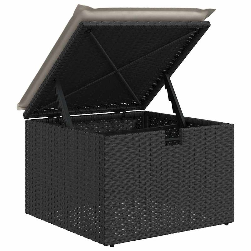 Casa si Gradina - Gradina si terasa - Mobilier exterior - Seturi mobila gradina - Set mobilier gradina perne 6 piese negru poliratan/lemn acacia - Infinity.ro