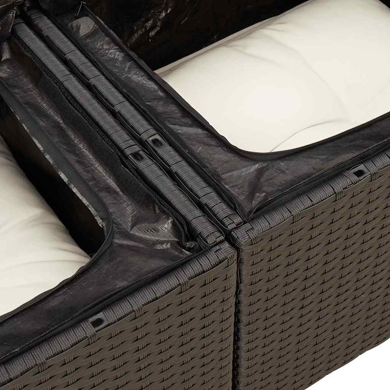 Casa si Gradina - Gradina si terasa - Mobilier exterior - Seturi mobila gradina - Set mobilier gradina perne 6 piese negru poliratan/lemn acacia - Infinity.ro