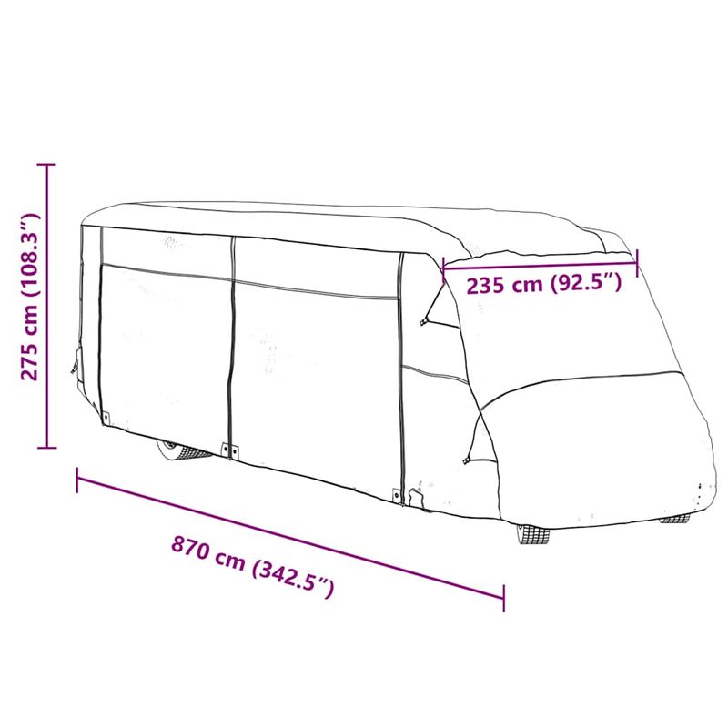 Auto si Moto - Intretinere auto - Huse auto - Husa de rulota gri 870x235x275 cm Tesatura netesuta - Infinity.ro