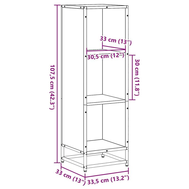 Casa si Gradina - Mobilier - Biblioteci si rafturi - Biblioteci - Biblioteca, gri sonoma, 33,5x33x107,5 cm, lemn prelucrat - Infinity.ro