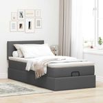 Casa si Gradina - Mobilier - Paturi si accesorii - Paturi - Pat otoman cu saltea tesatura gri inchis 90x200 cm, model design simplu - Infinity.ro