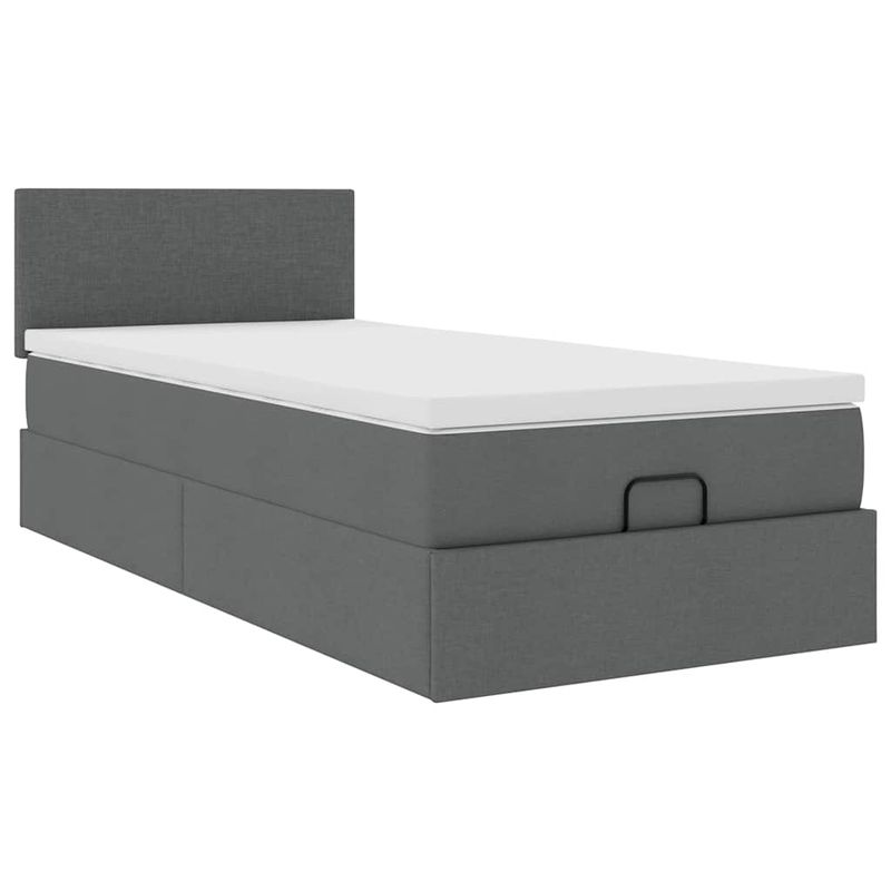 Casa si Gradina - Mobilier - Paturi si accesorii - Paturi - Pat otoman cu saltea tesatura gri inchis 90x200 cm, model design simplu - Infinity.ro