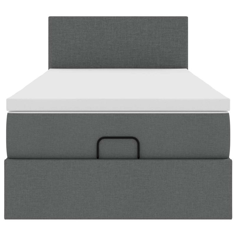 Casa si Gradina - Mobilier - Paturi si accesorii - Paturi - Pat otoman cu saltea tesatura gri inchis 90x200 cm, model design simplu - Infinity.ro