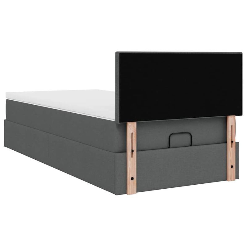 Casa si Gradina - Mobilier - Paturi si accesorii - Paturi - Pat otoman cu saltea tesatura gri inchis 90x200 cm, model design simplu - Infinity.ro