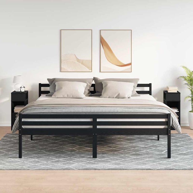 Casa si Gradina - Mobilier - Comode si corpuri - Noptiere - Noptiere, 2 buc., cu sertar, negru, 25x31x66 cm - Infinity.ro
