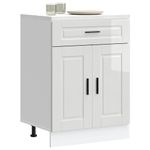 Casa si Gradina - Mobilier - Comode si corpuri - Corpuri bucatarie - Dulap baza de bucatarie „Porto” din lemn prelucrat alb lucios, mărime 60x46x81.5 cm, model 1x dulap inferior (2 uși 1 sertar) - Infinity.ro