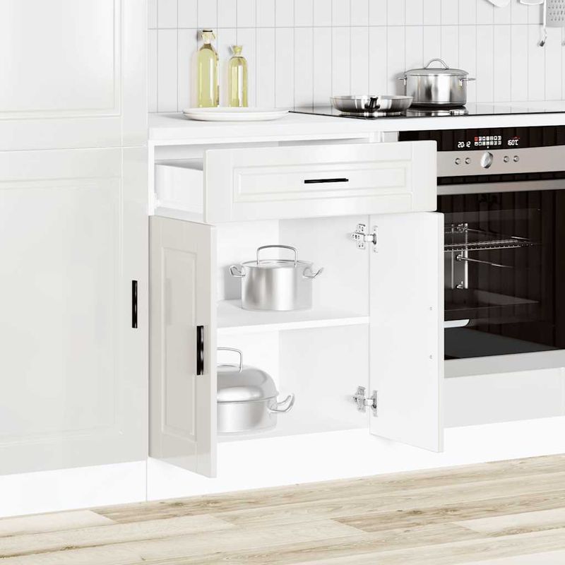 Casa si Gradina - Mobilier - Comode si corpuri - Corpuri bucatarie - Dulap baza de bucatarie „Porto” din lemn prelucrat alb lucios, mărime 60x46x81.5 cm, model 1x dulap inferior (2 uși 1 sertar) - Infinity.ro