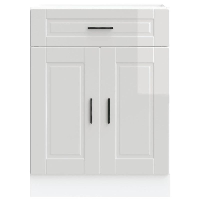 Casa si Gradina - Mobilier - Comode si corpuri - Corpuri bucatarie - Dulap baza de bucatarie „Porto” din lemn prelucrat alb lucios, mărime 60x46x81.5 cm, model 1x dulap inferior (2 uși 1 sertar) - Infinity.ro
