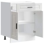 Casa si Gradina - Mobilier - Comode si corpuri - Corpuri bucatarie - Dulap baza de bucatarie „Porto” din lemn prelucrat alb lucios, mărime 60x46x81.5 cm, model 1x dulap inferior (2 uși 1 sertar) - Infinity.ro