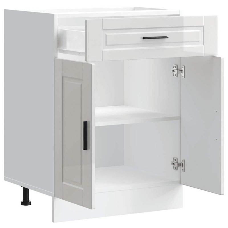 Casa si Gradina - Mobilier - Comode si corpuri - Corpuri bucatarie - Dulap baza de bucatarie „Porto” din lemn prelucrat alb lucios, mărime 60x46x81.5 cm, model 1x dulap inferior (2 uși 1 sertar) - Infinity.ro