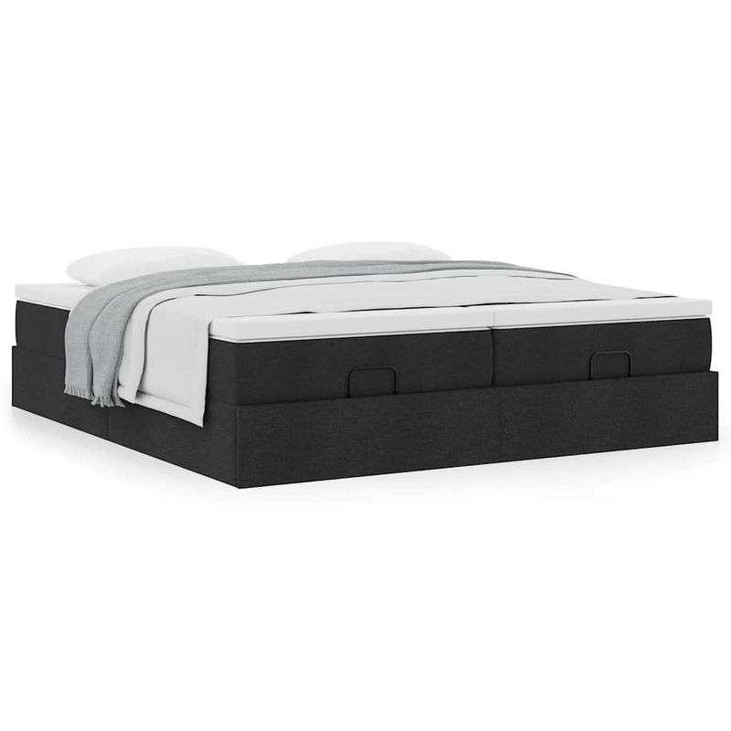 Casa si Gradina - Mobilier - Paturi si accesorii - Paturi - Cadru de pat otoman cu saltele, tesatura neagra 200x200cm - Infinity.ro
