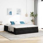 Casa si Gradina - Mobilier - Paturi si accesorii - Paturi - Cadru de pat otoman cu saltele, tesatura neagra 200x200cm - Infinity.ro